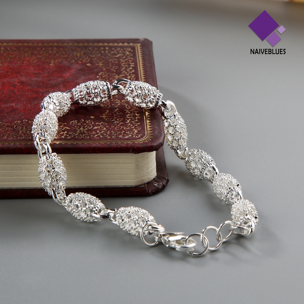 Gelang Rantai Bola Hollow Warna Silver Anti Karat Untuk Wanita