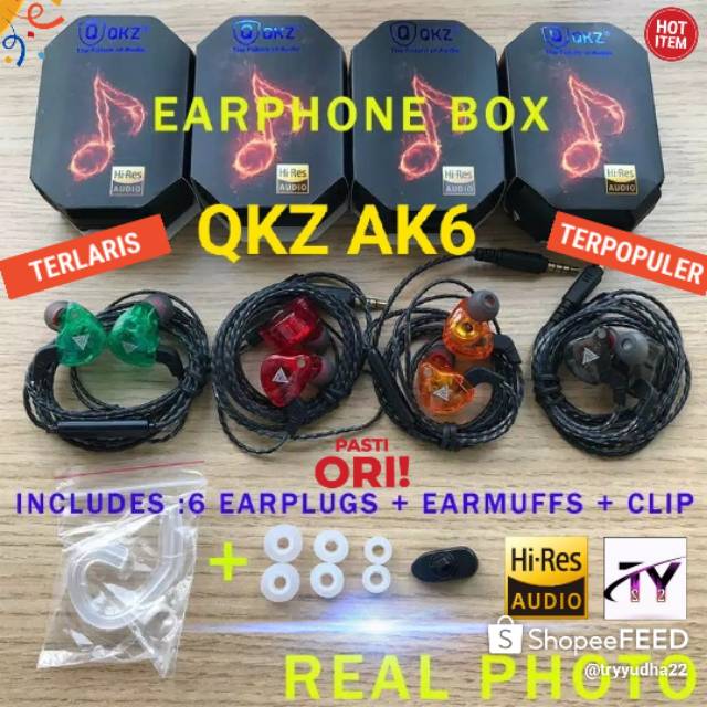 QKZ AK6 Headset Earphone Model In Ear Sport Stereo Bass With Mic