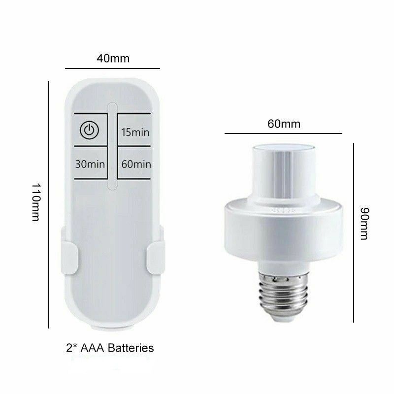 Fitting Lampu Remote Control Socket Lampu E27 Timer 15/30/60 Free Baterai AAA