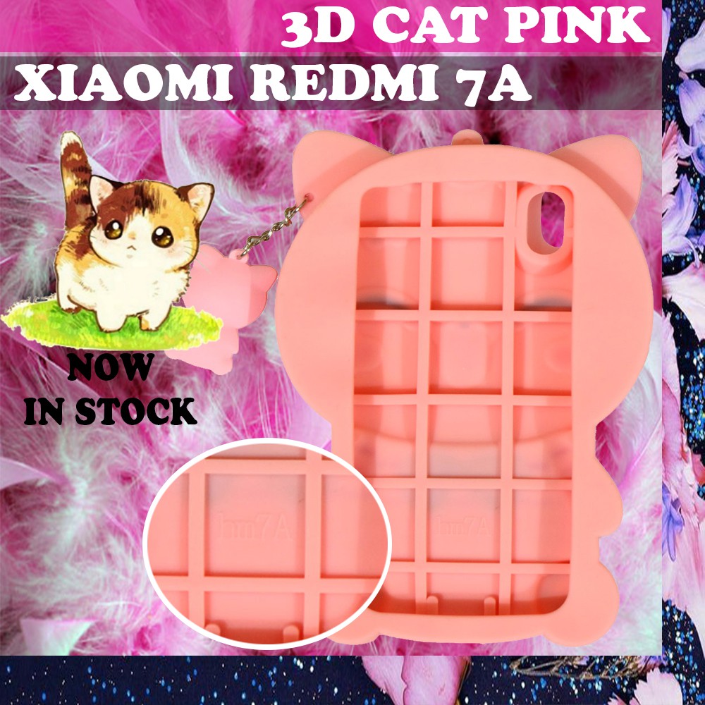 Case 3D Xiaomi Redmi 7A / Xiaomi Redmi Note 8 Pro / Xiaomi Redmi Note 8 / Xiaomi Redmi 7 / Xiaomi Redmi 8 / Xiaomi Redmi Note 7 / Xiaomi Mi A2 Lite / Xiaomi Redmi 6 Pro / Oppo A9 2020 Cat Pink Stripes Silikon 3D Baju Garis Merah Cute Case Karakter - Pink