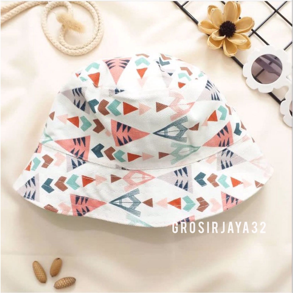 (GROSIRJAYA32) Topi Bucket anak motif lucu karakter kucing abstract mulai usia 2th