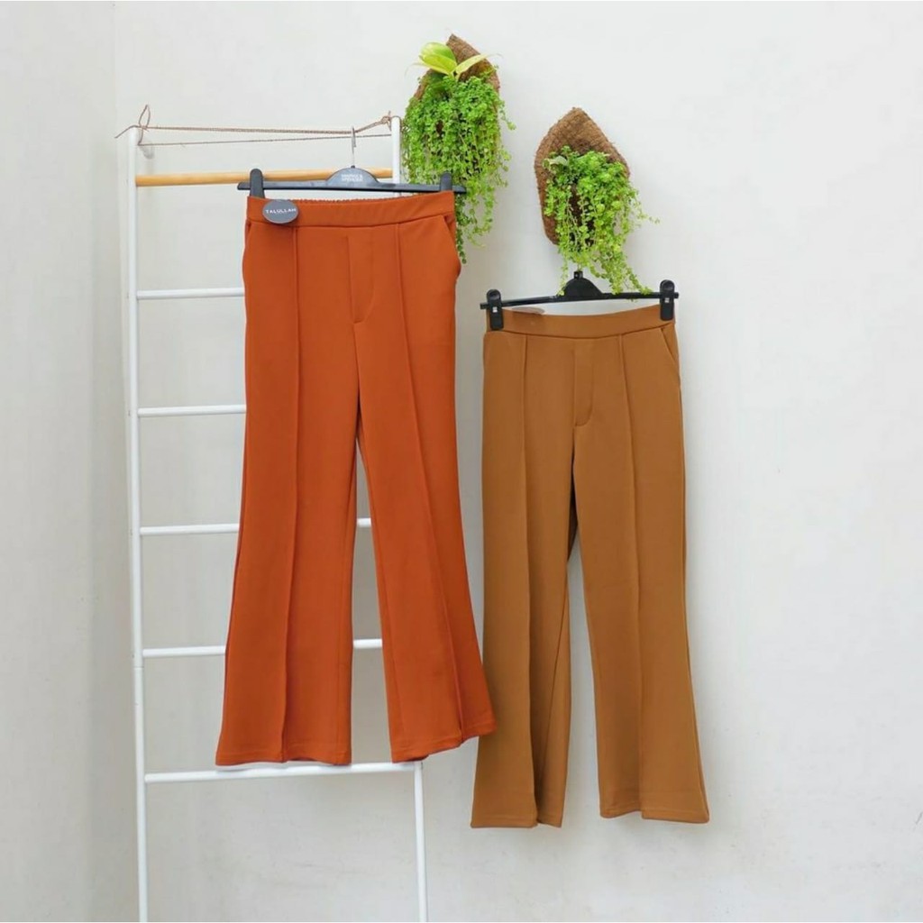 Casual Pants Scuba Wanita / Kulot Scuba Garis Depan