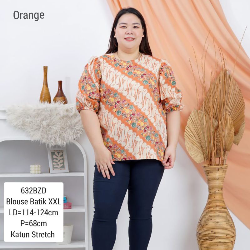 BIGSIZE BLOUSE XXL ATASAN JUMBO BATIK MODERN KERJA KANTOR 632 BAJU CEWEK FASHION WANITA MURAH