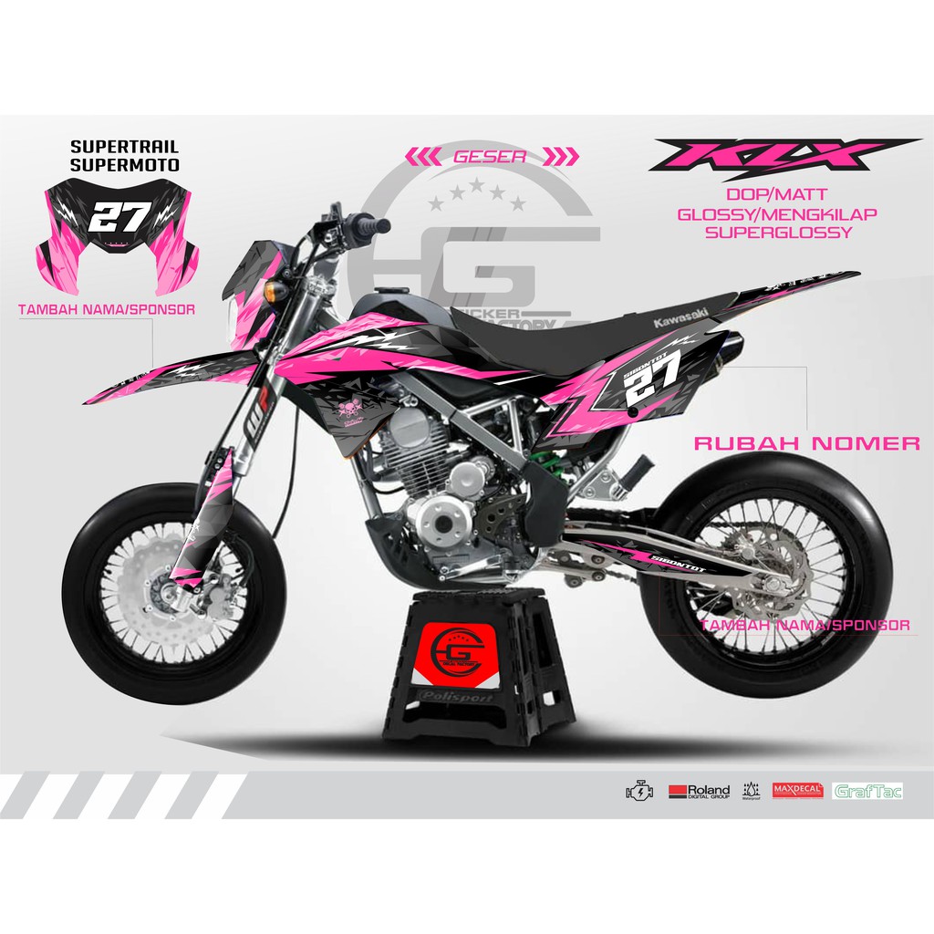 Jual DECAL KLX 150 KLX BF FULLBODY SUPERMOTO KEREN PINK K012PINK Indonesia Shopee Indonesia