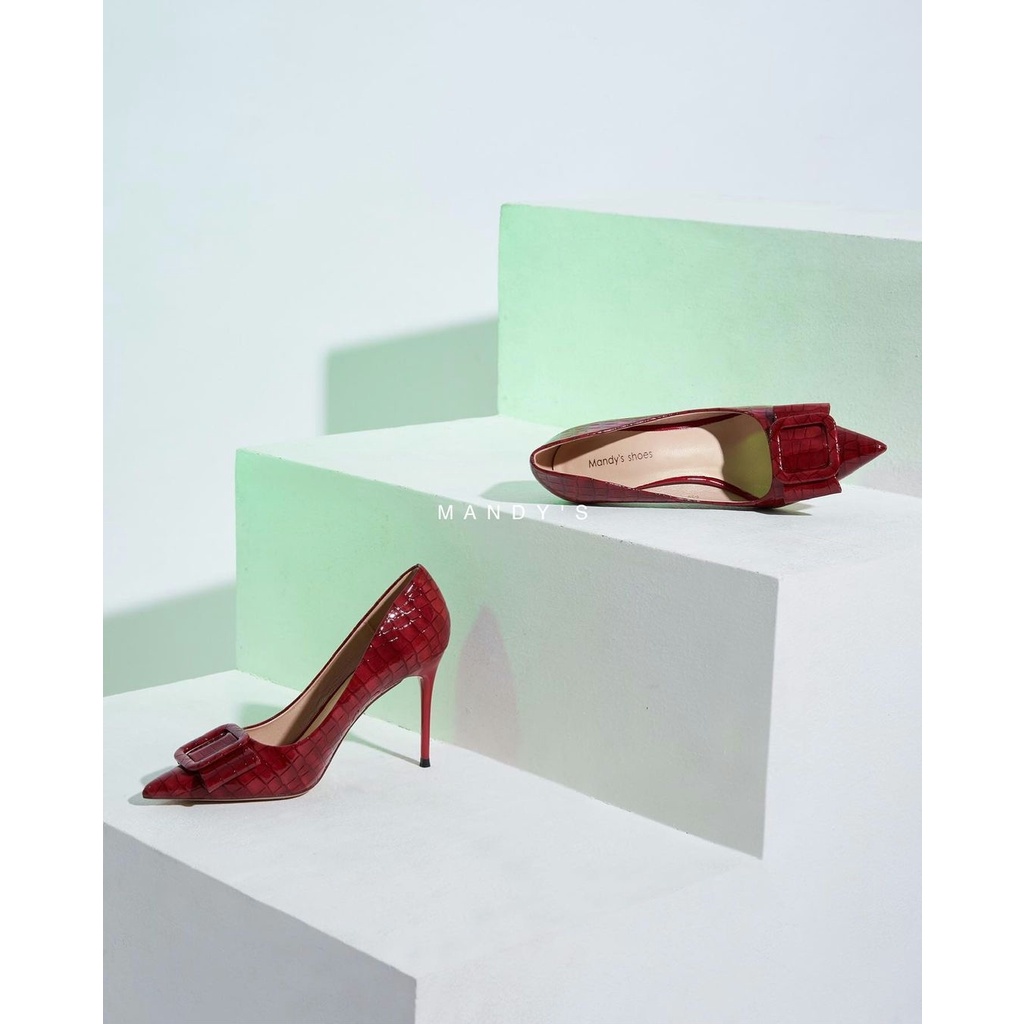 New Mandys Shoes Poppy Heels 7cm Red size 39 Croco High Heels Mandy Shoes