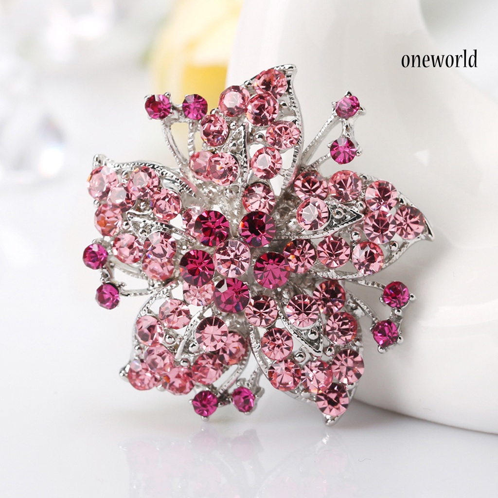 OW@ Badge Pin Elegant Creative Flower Shaped Flower Jewelry Brooch for Gift