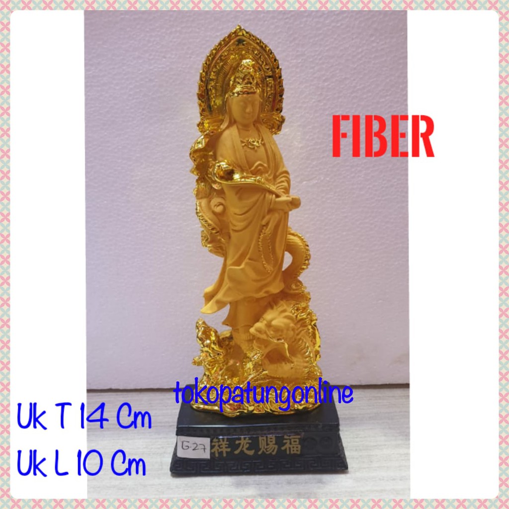 Patung Kwan Im Naga T14 Fiber Emas