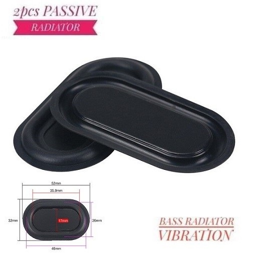 2 PCS Bass Speaker Passive 5.2x3.2cm Radiator Bass Metal Rubber Vibration 52mmx32mm Penambah Penguat Bass Spiker ISi 2