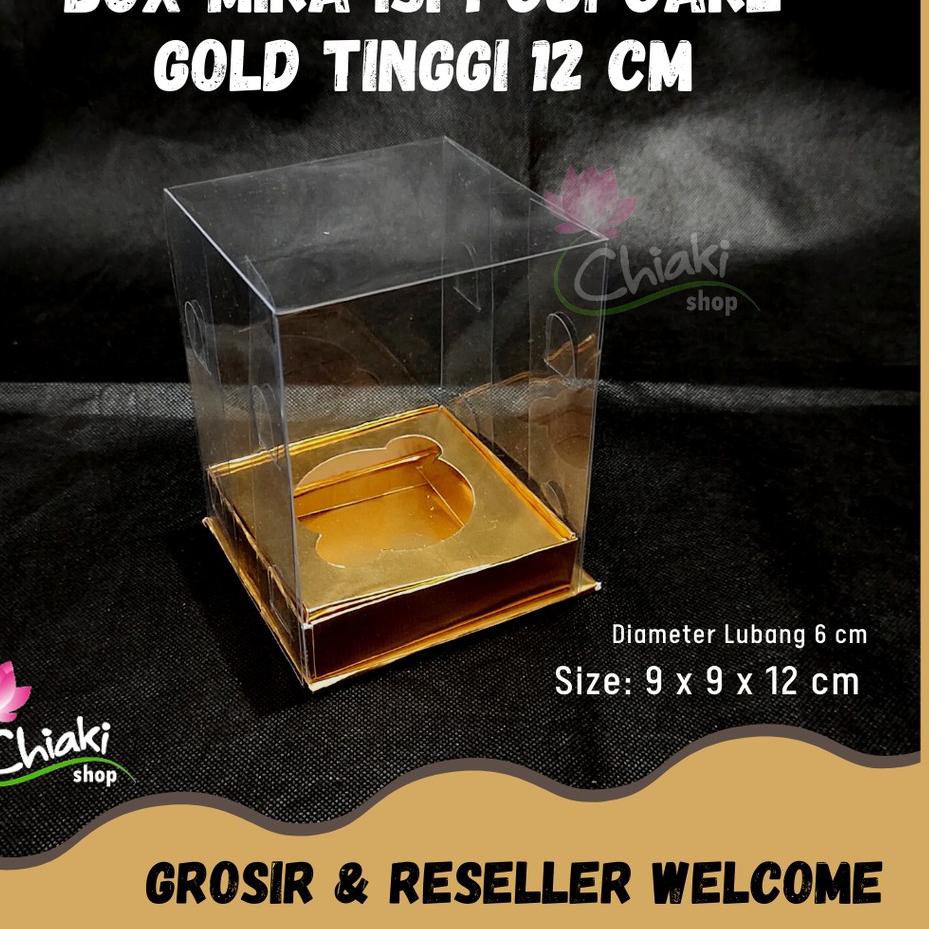 

(TERBARU) Box Cupcake isi 1 GOLD 9x9x12 Kotak Mika Donat Dus Kue Kardus Emas Muffin Cake Pudding Kar