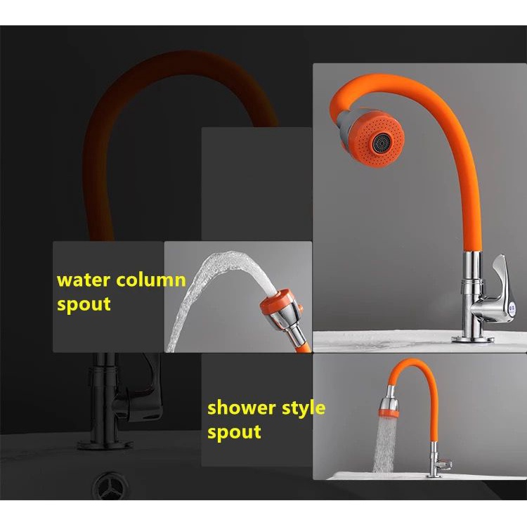 (VCM) keran Tabung ekstensi Sambungan Kepala Keran Air Wastafel Flexible Bisa Berputar 720 Derajat untuk Dapur/ Kamar Mandi