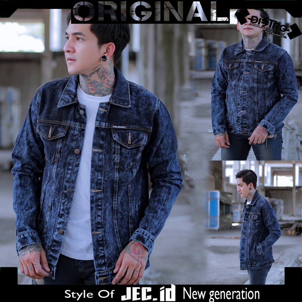 JEC Jaket Jeans Original BJ Denim Pria Sandwash  Full Premium | Jaket Distro | Jaket Keren