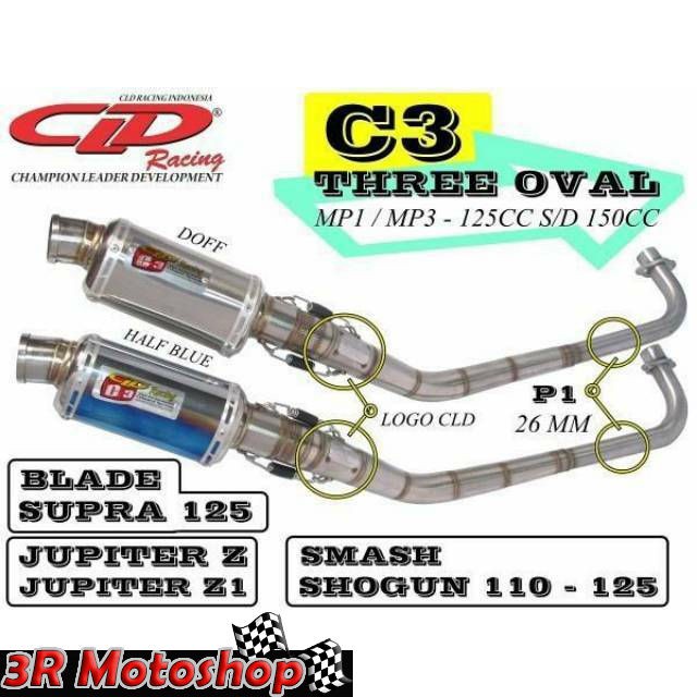 CLD RACING KNALPOT JUPITER SUPRA C3 THREE OVAL UNDERBONE ORIGINAL