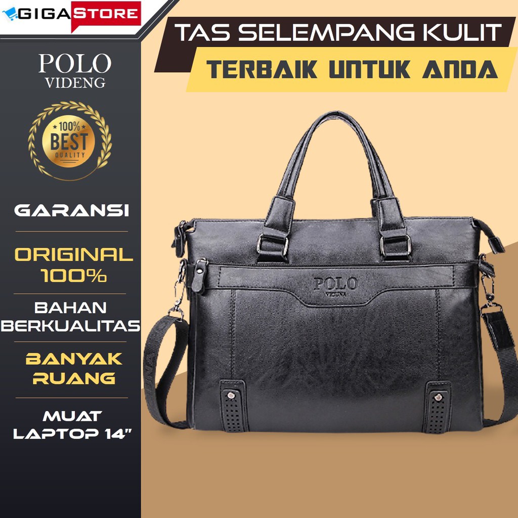 Tas Slempang Selempang Cangklong Pria Kulit Asli POLO VDG Original Cowo Cowok Laki Laki Murah Import