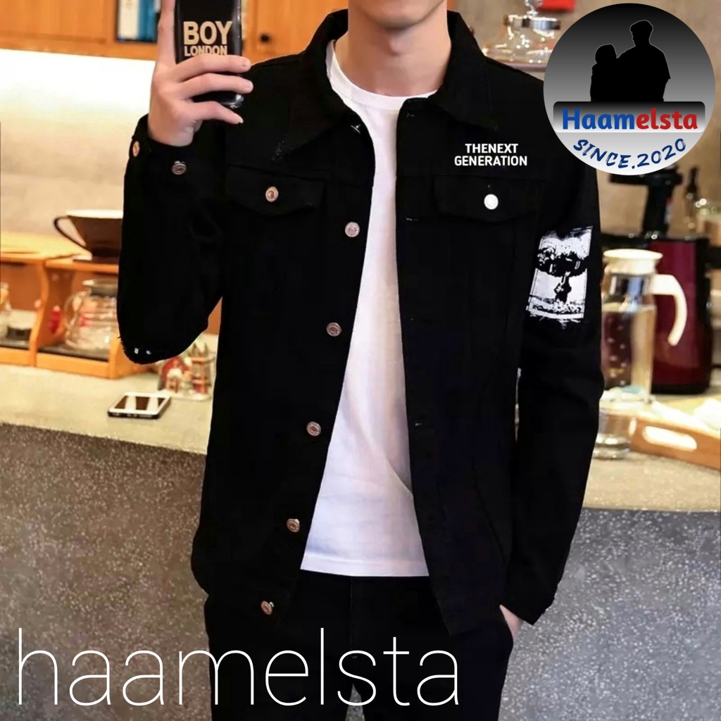 1Jaket Jeans Denim Black Zoman dengan Style Sablon Jepang|Jaket Denim Valhalla|Jaket Tokyo Ravengers-1