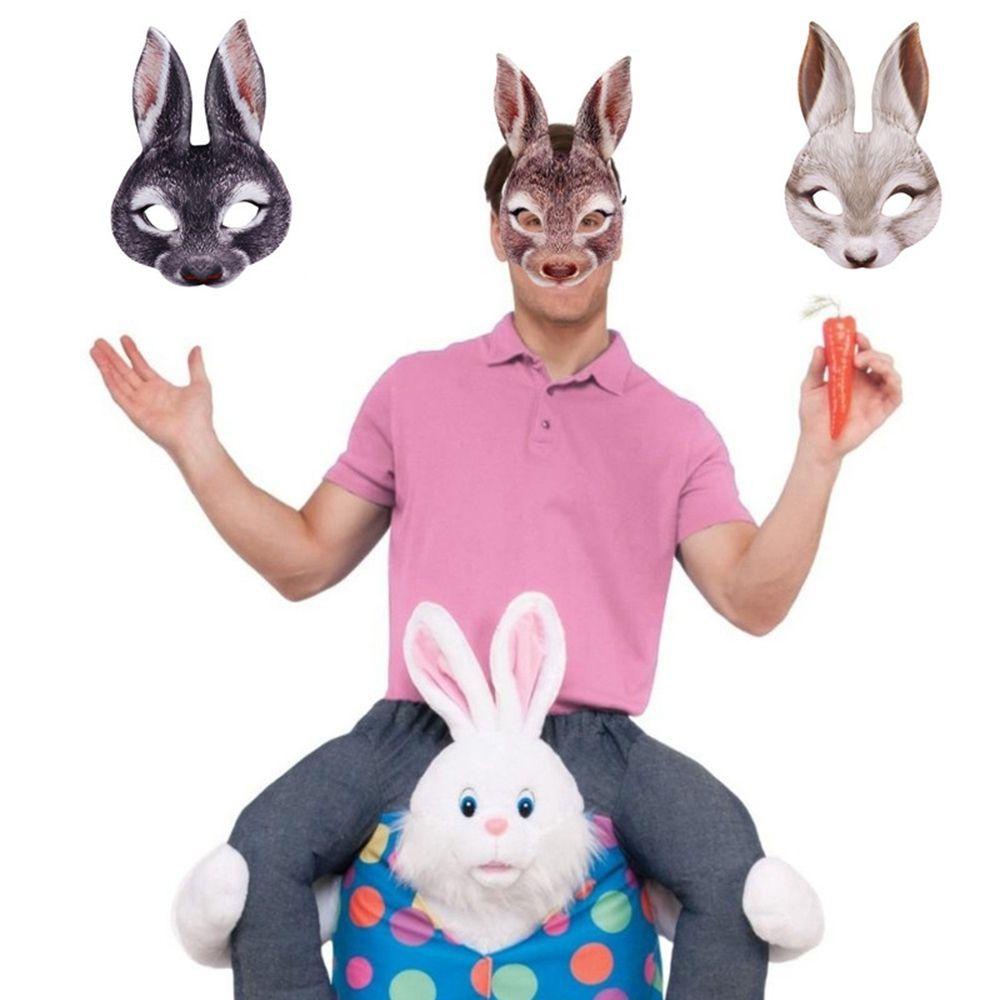 Agustinina Bunny Mask Kelinci Tidak Beracun Unisex Festival Cosplay Alat Peraga Karnaval Pesta Topeng Mata Setengah Wajah Halloween Dekorasi