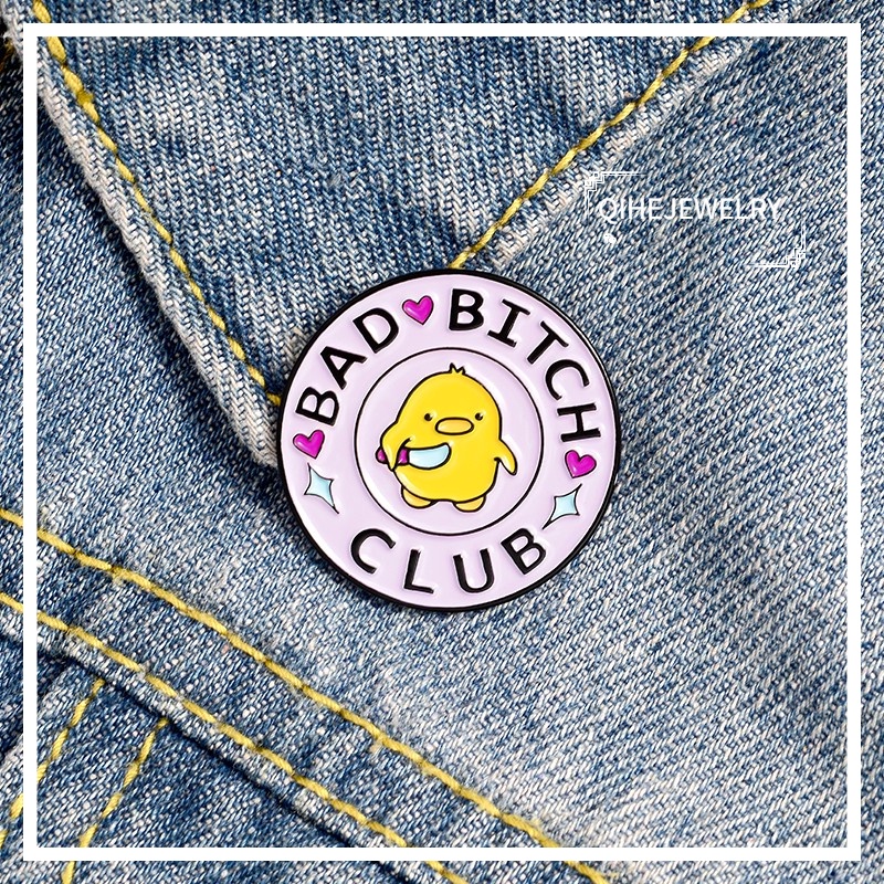 Bad BCH Club Bros Pin Enamel Bulat Motif Anak Ayam Untuk Aksesoris Tas / Kemeja / Hadiah Teman