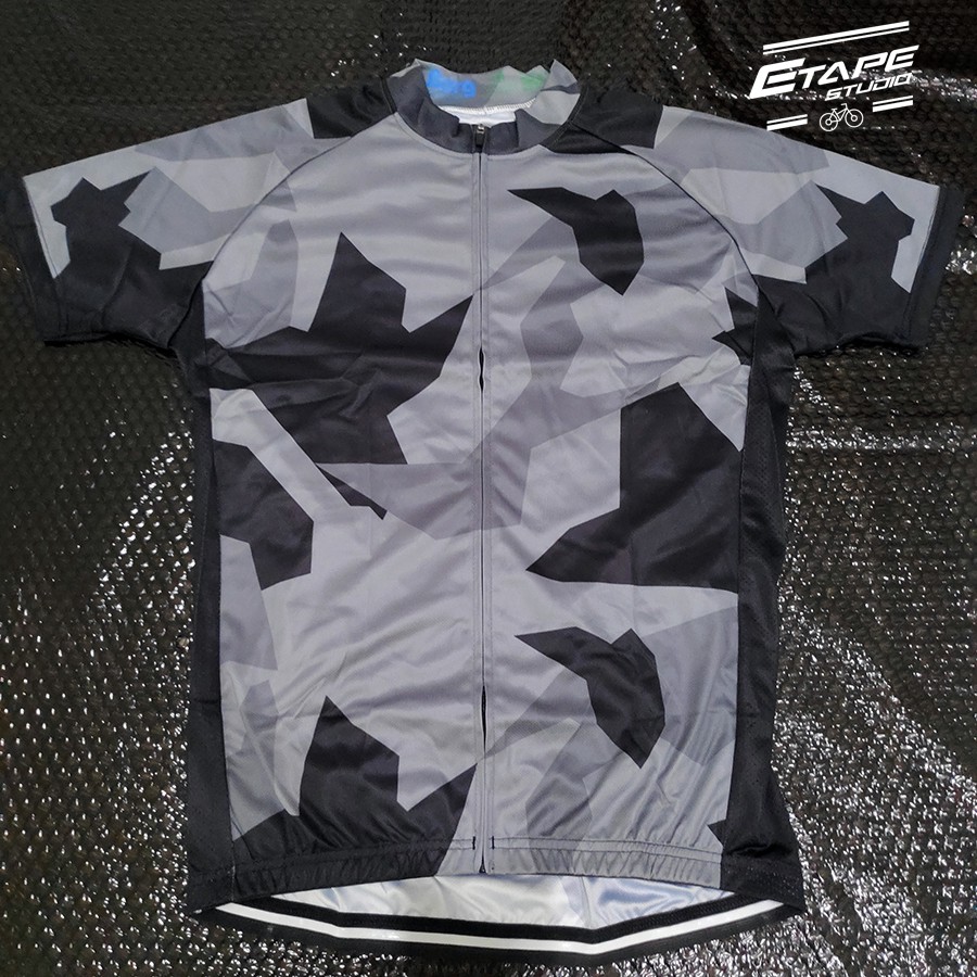 Jersey Road Bike Black Grey Camo Baju Sepeda MTB SELI