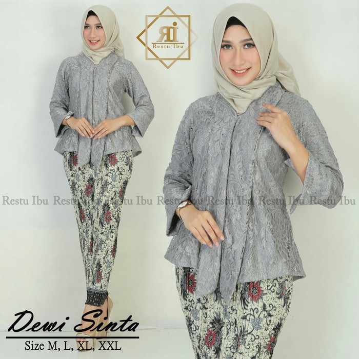 Kebaya Floy brokat Rok Plisket Bahan Katun Batik Silk Original/kebaya floy dewi sinta