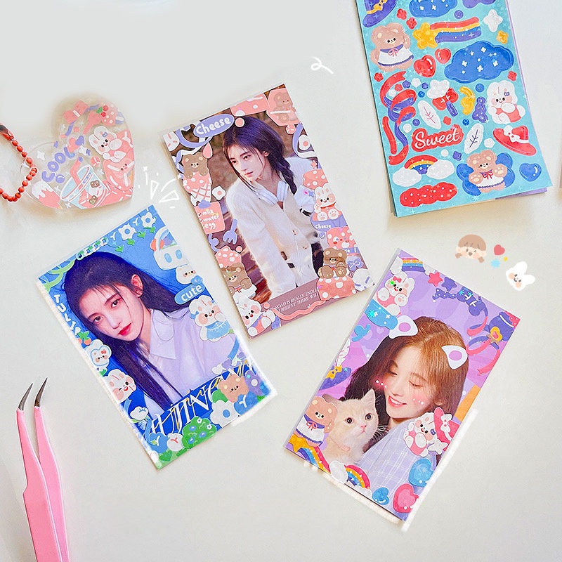 2 Lembar Stiker Glitter Motif Kartun Lucu Untuk Dekorasi DIY