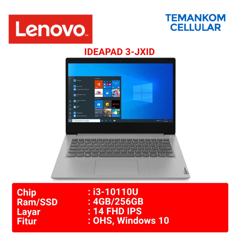 Laptop LENOVO IdeaPad Slim 3i 14IML05-81WA00JXID Core i3 4GB SSD garansi resmi