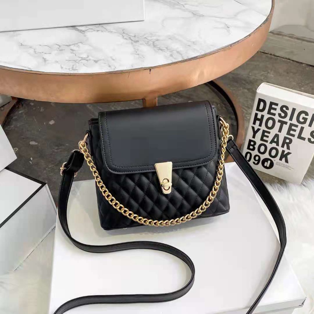 BJ31454 - BLACK/BROWN/GREEN/KHAKI/RED - TAS SLEMPANG KLIP TALI RANTAI JINJING KEREN TAS WANITA FASHION IMPORT MODIS ELEGAN TERMURAH TERLARIS TERBARU BAGSTORE JAKARTA TAS BATAM LT1454