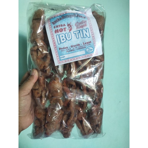 

krupuk jengkol merek ibu Tin isi 20pcs-Krupuk pedas-snack pedas-camilan pedas-makanan ringan-jajanan jadul