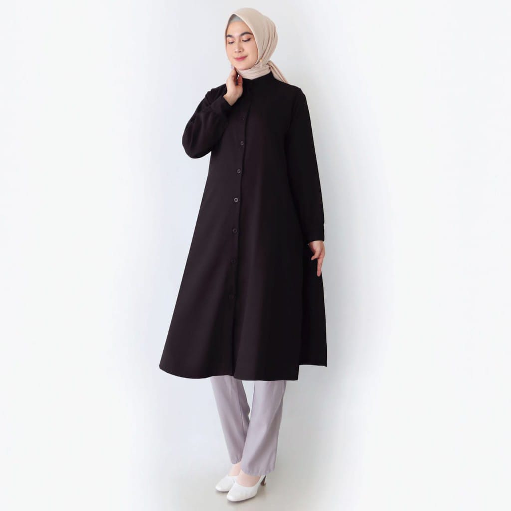 LONG TUNIK WANITA KANCING DEPAN 800 TERSEDIA SIZE M - XL