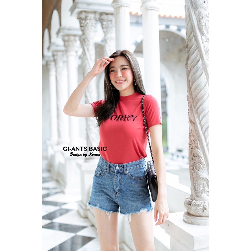 ATASAN KAOS GIANTS BASIC MODEL TURTLE NECK TULISAN SORRY IMPORT BANGKOK (BJGB171)