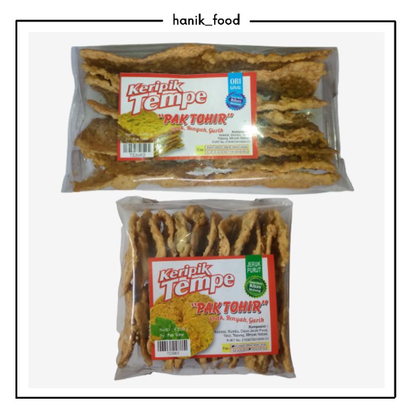 Keripik / Kripik Tempe "Pak Tohir" Asli Khas Malang Rasa Original + Jeruk Purut Oleh-oleh / Camilan