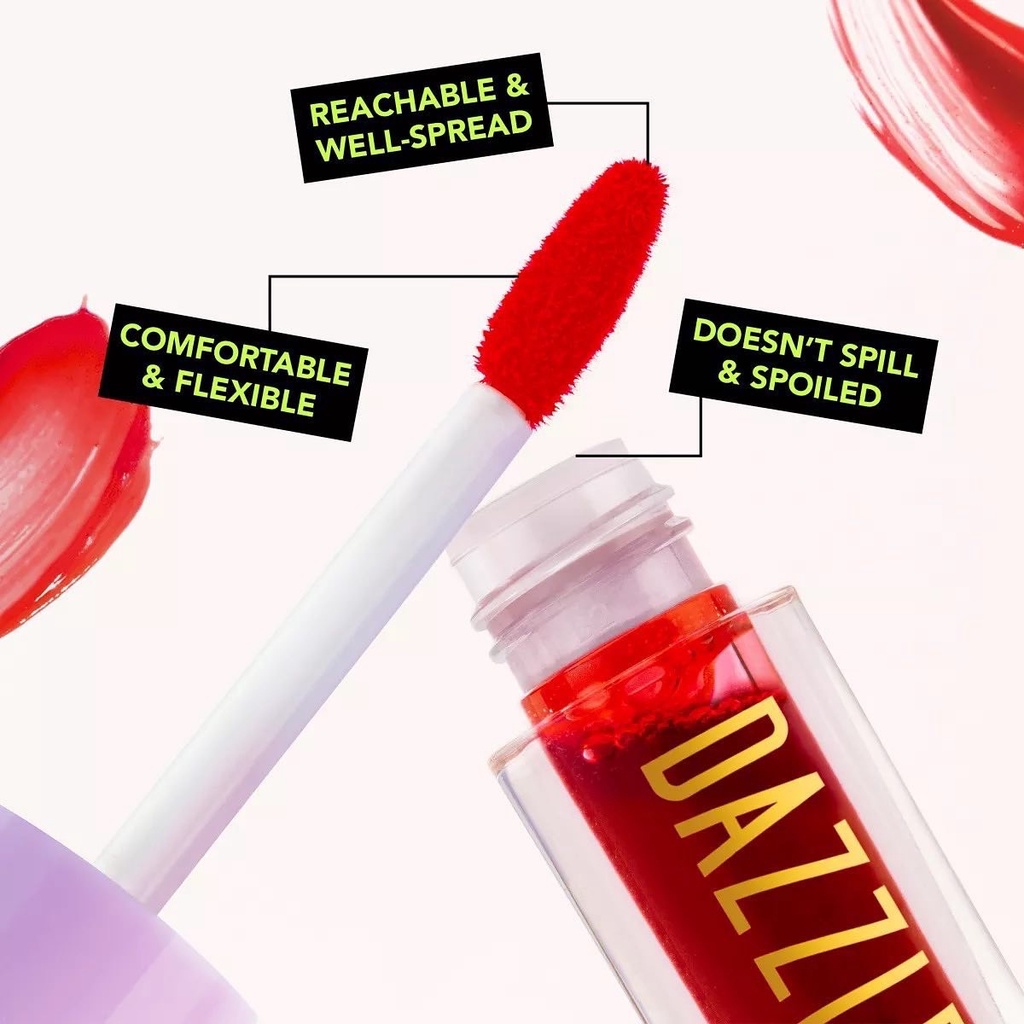 DAZZLE ME Ink-Licious Lip Tint Indonesia / 12 Long Lasting Lightweight Ultra Moist Radiant Effect Natural Waterproof Smudge 2.5g / Swipe Up Touch Down Smiley Oran-Gee / Cosmetic Makeup Make Up Kosmetik Bibir / Lipstick Lipstik LipTint Stain / Ink Licious