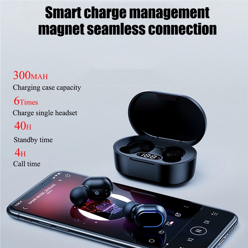 AFS TWS Wireless Bluetooth Earphone BT 5.0 Earbuds HD Bass Long Battery Earphone Wireless Stereo Mini Earbuds Peredam Kebisingan With Mic - T10