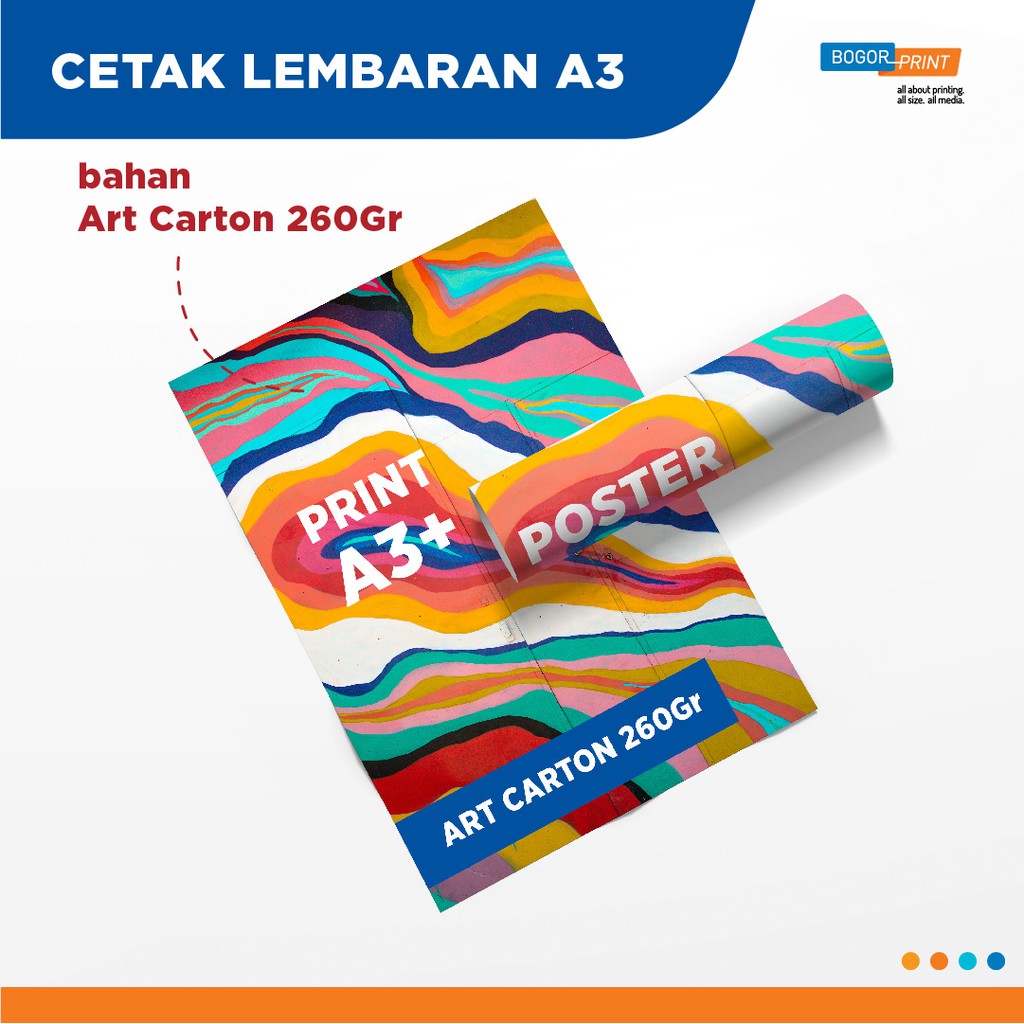 

Cetak Kertas Art Karton 260 gsm / Ukuran A3+ / Full Color / Laminasi / Poster / Foto / Photo / Custom