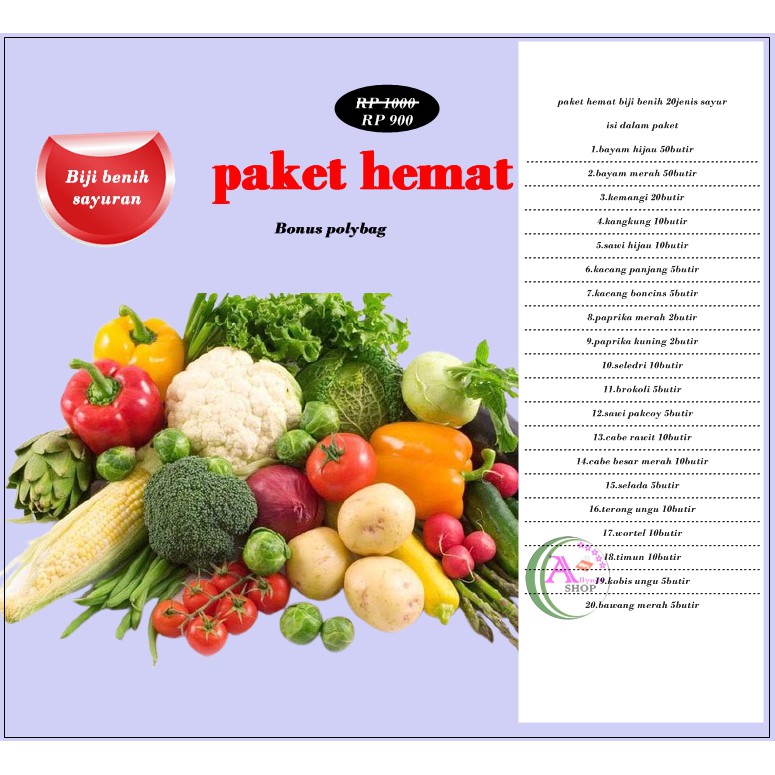 paket super hemat harga seribuan biji benih sayur selada paprika tomat bayam dll