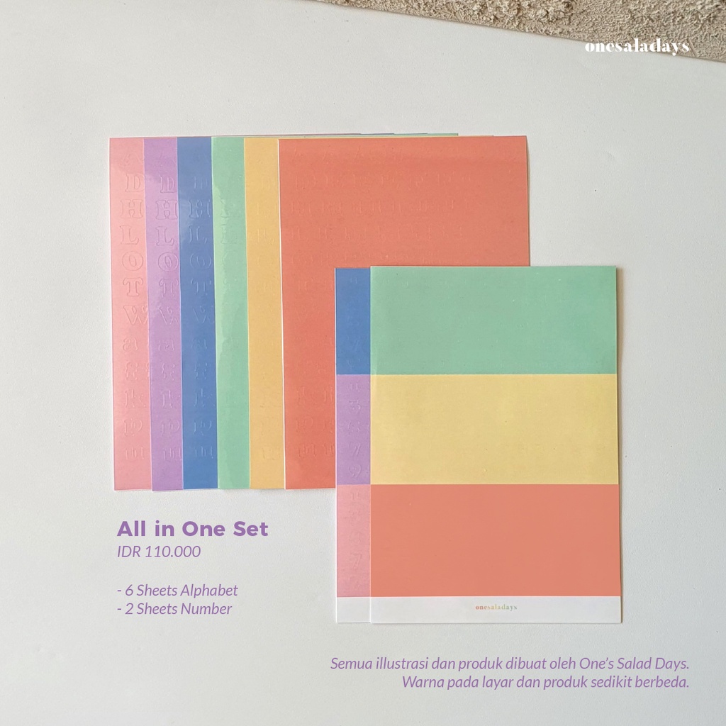

ONESALADAYS Alphabet #4 Sticker Sheet / Stiker Huruf
