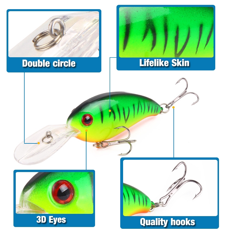 Alat Pancing Murah Alat Pancing Umpan Mancing Umpan Pancing 10cm/13.6g Umpan Mancing Umpan Ikan CrankBait Top Water Lure relix nusantara Umpan Pancing Buatan Kail Pancing Minnow Lure CrankSet