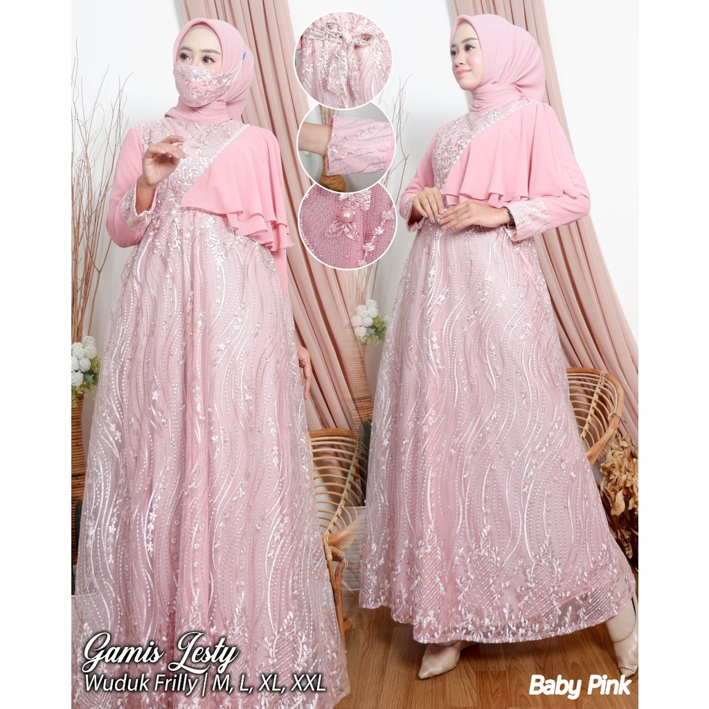 GAMIS LESTY/GAMIS TULLE LESTY/GAMIS MODERN/GAMIS PESTA MEWAH/DRESS PESTA/KEBAYA PESTA MEWAH/KEBAYA BRUKAT/GAMIS TERBARU/BY LEFI