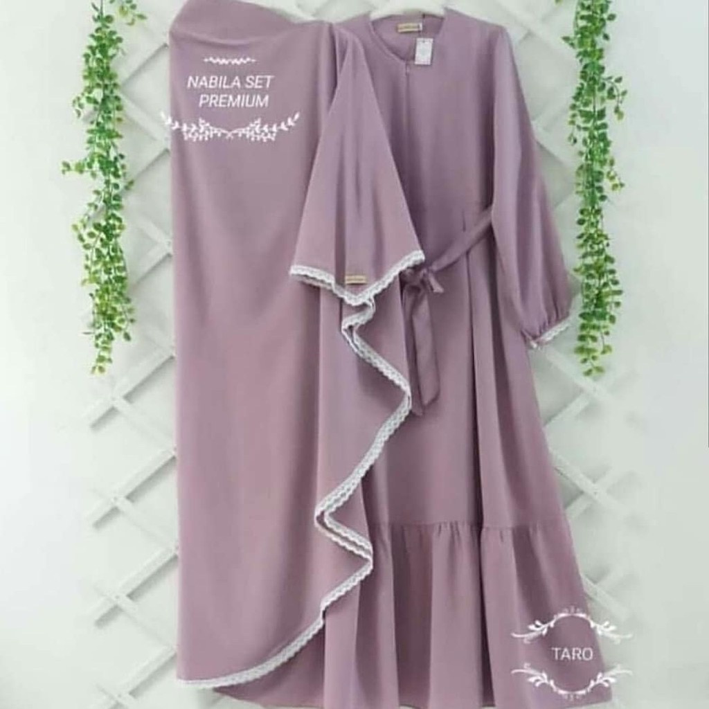 Nabila Set Premium / Nabila Syari / Gamis Murah / Gamis Remaja / Gamis Busui / Gamis Wanita / Dress 