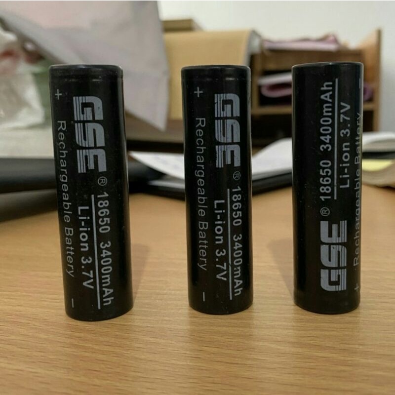 Baterai Rechargeable Li-ion 18650 flat GSE 3400 mah