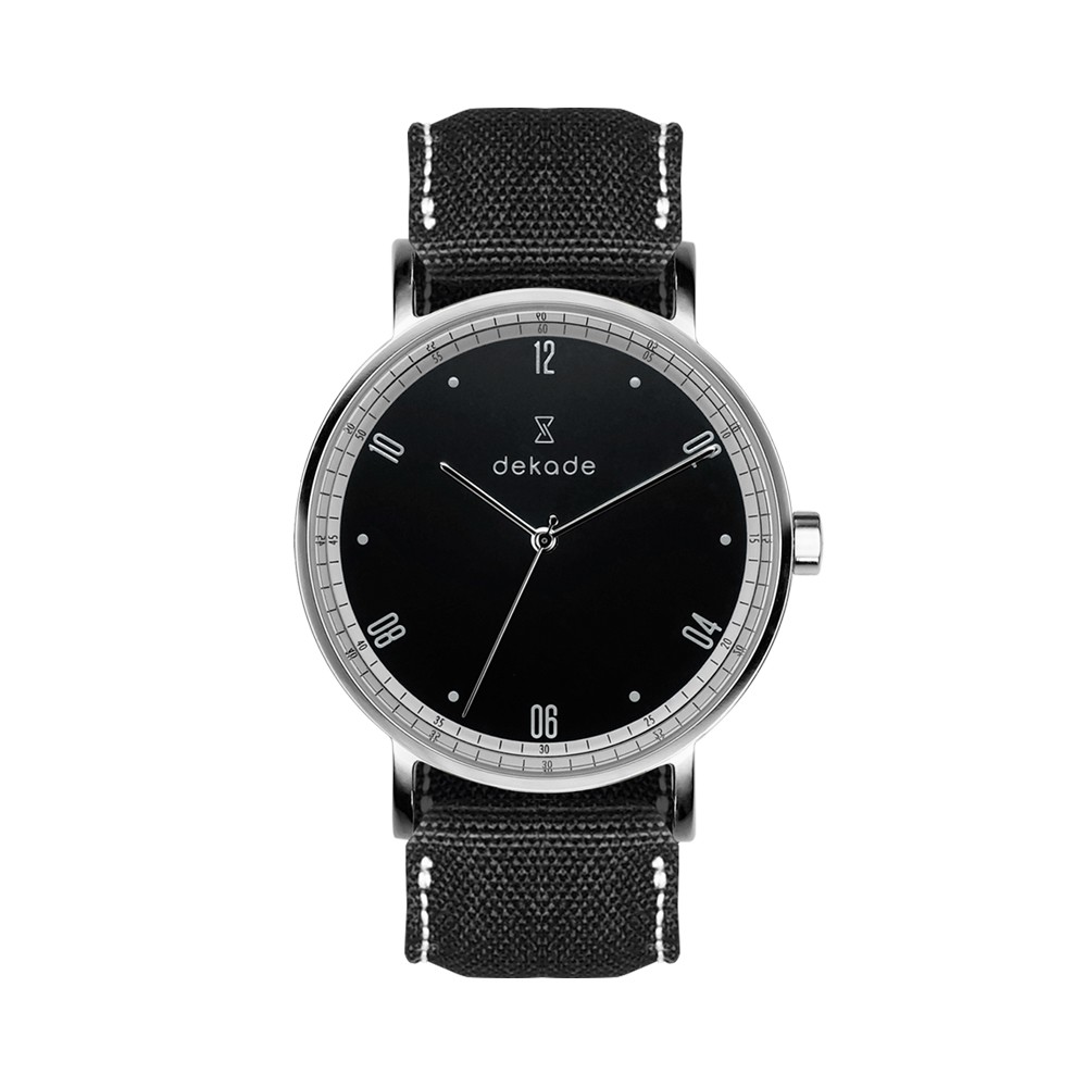 Jam Tangan Pria Wanita Dekade Time Jour Canvas - Black [BK] Water Resistant Original