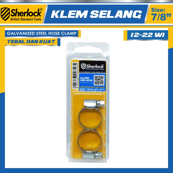 Klem Selang / Hose Clamp Gas Sherlock 7/8&quot; (1 kotak isi 2 pcs)