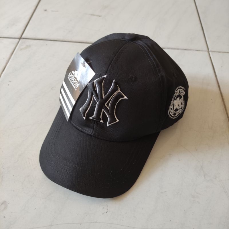 Topi NY New York Topi Baseball Pria Wanita-hitam list putih