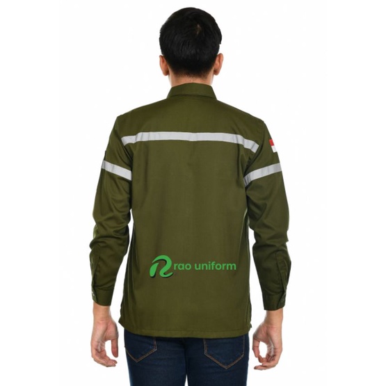 Wearpack Safety Baju Safety Baju Kerja  Bordir K3 dan Bendera Indonesia Baju Proyek Kemeja Lapangan