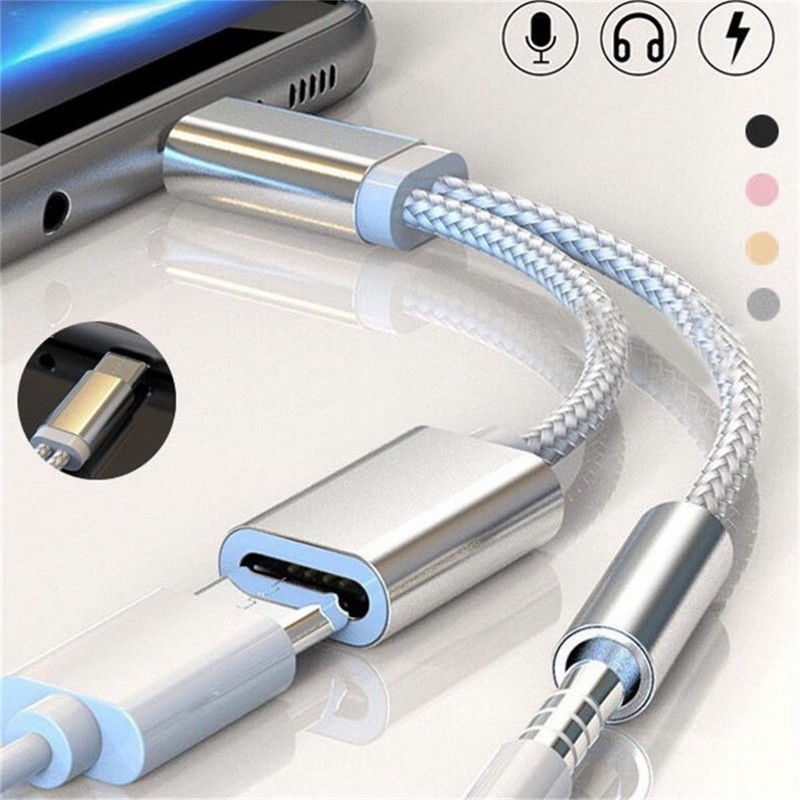 Splitter USB-C Tipe C Ke 3.5mm Aux Audio Headphone Charging Cable Adapter Jack Chargers