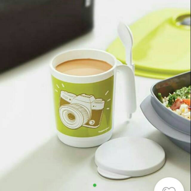  Tupperware  BYO mug 350ml lengkap dengan tutup  dan sendok 