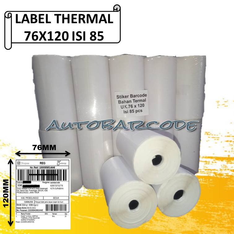 Label Thermal 76X120 isi 85 Stiker Resi Pengiriman Marketplace Toko Online Sticker GAP 1Line 300 805