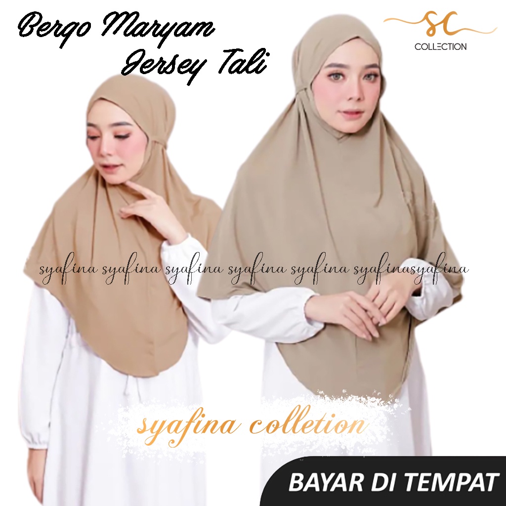 [COD] Syafina-Kerudung Bergo Jersey Tali Jilbab Instan Jersey Jumbo Premium Khimar Jersey Instan Mal