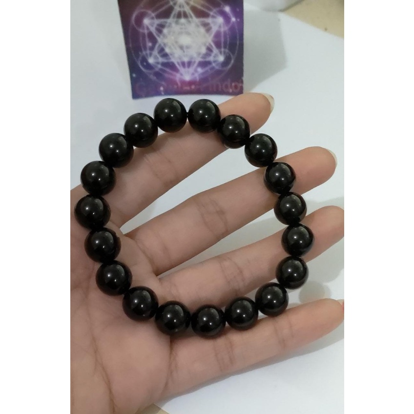 Bracelet / Gelang black obsidian 10 mm Natural Top Grade