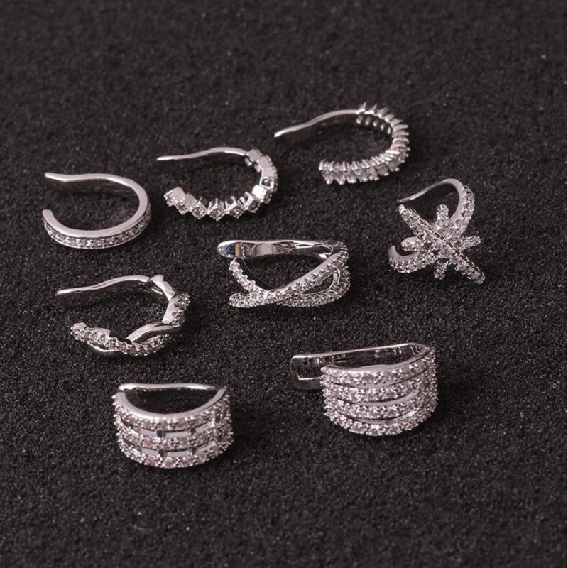 1pc Anting Cuff Tanpa Tindik Desain Keong Hias Cz Adjustable Untuk Wanita