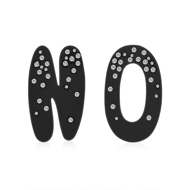 LRC Anting Tusuk Fashion Asymmetric Letter Stud Earrings F2976X