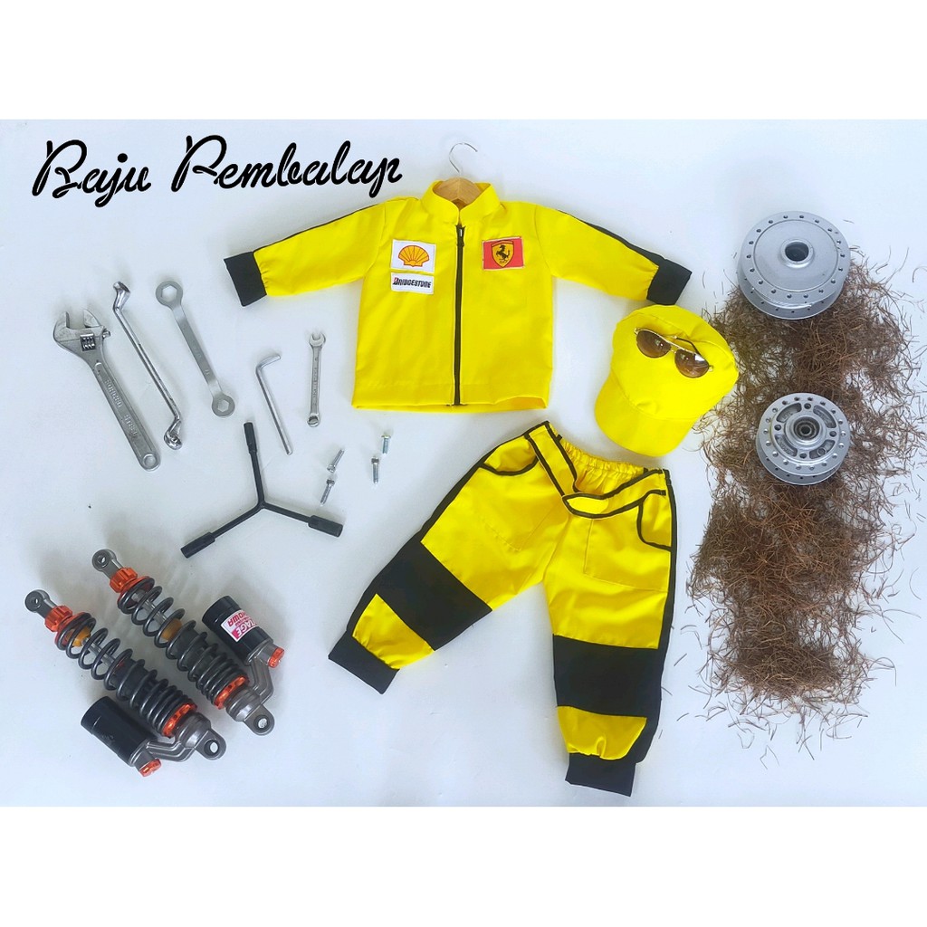 Kostum Pembalap Baby Cowok Newborn/Kostum bayi unik/Baju bayi set